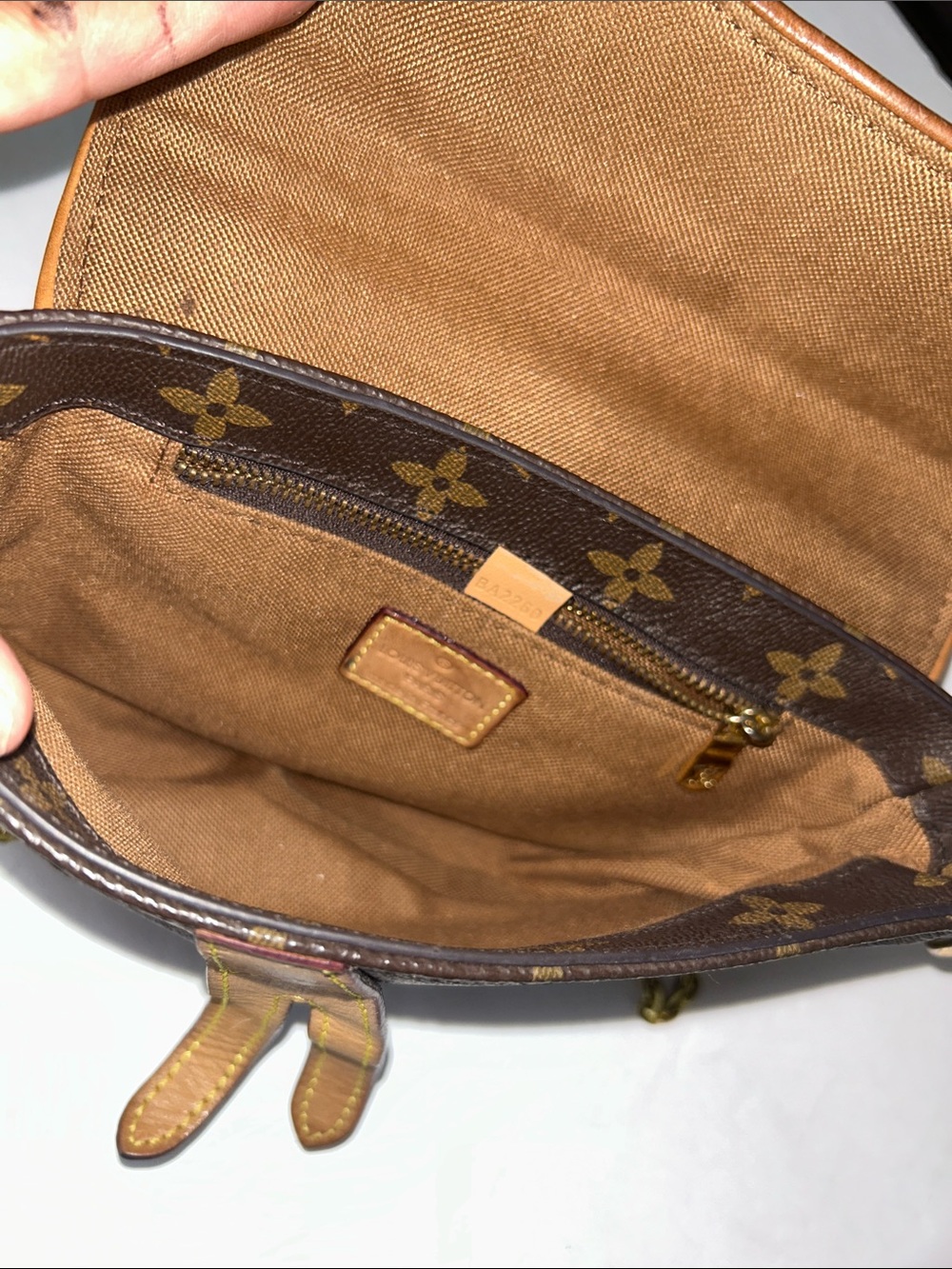 Beautiful Brown Monogram Saddle Bag with Gold Chain Strap - Picture 12 of 13